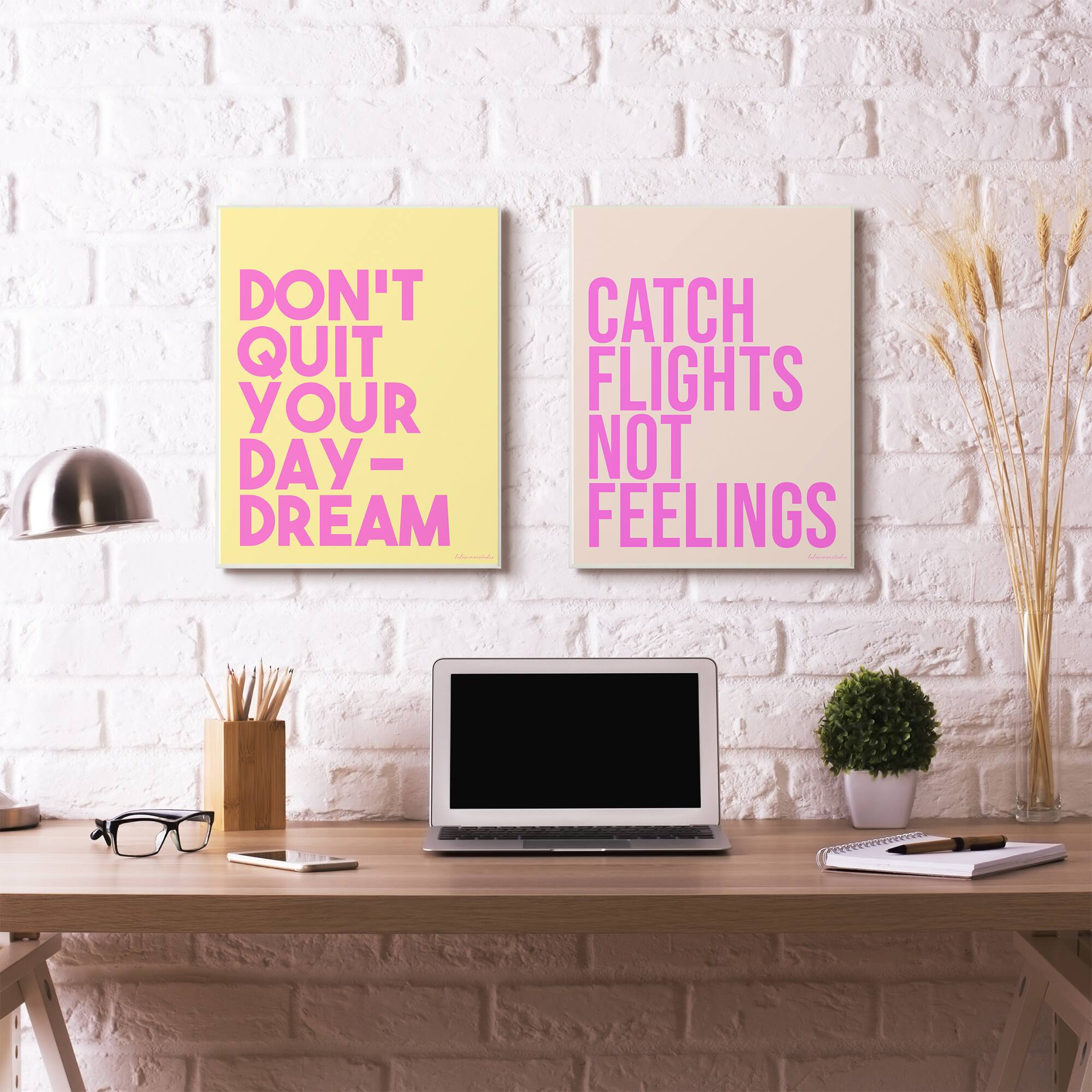 Stupell Industries lulusimonSTUDIO Pink Catch Flights Not Feelings Canvas Wall Art